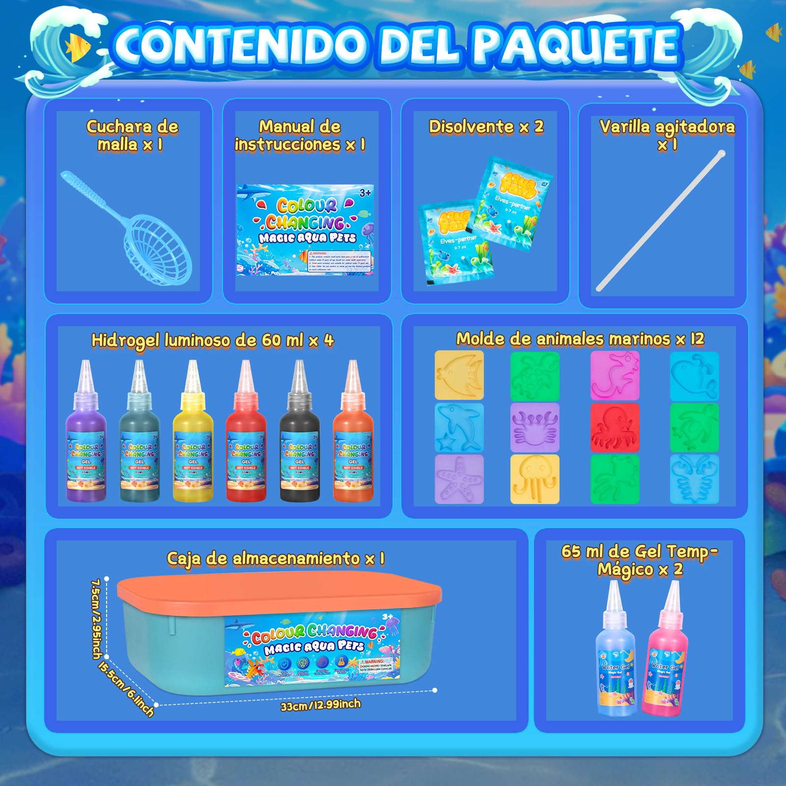 Thedttoy Gel de Agua mágica Que Cambia de Color,Juego de Gel de Agua para niños 22 Piezas,Magic Water Elf Kit,Juguetes de Agua,Regalo de Manualidad Creativa para Niñas de 3 Años en Adelante