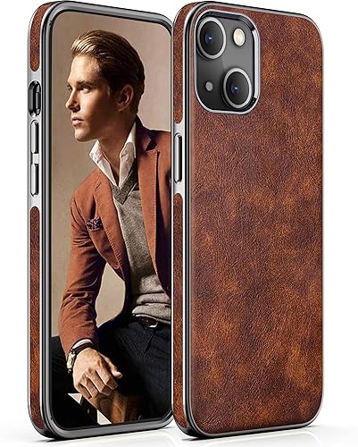 LOHASIC Funda para iPhone 13 de 6.1 pulgadas, cuero de primera calidad, delgada, de lujo, suave, antideslizante, flexible, a prueba de golpes,