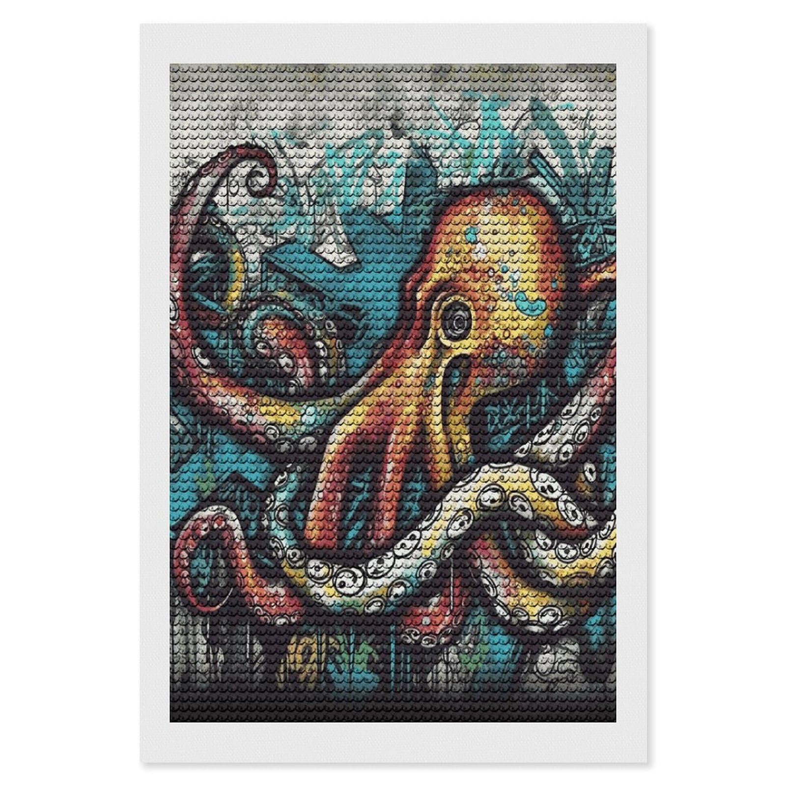 FekiLoot Color Graffiti Octopus Diamond Art Kits for Adults Diamond Painting Kits for Beginners DIY Diamond Art Kits Round Full Drill Diamond Dot Gem Painting for Home Wall Decor Gift 8"x12"