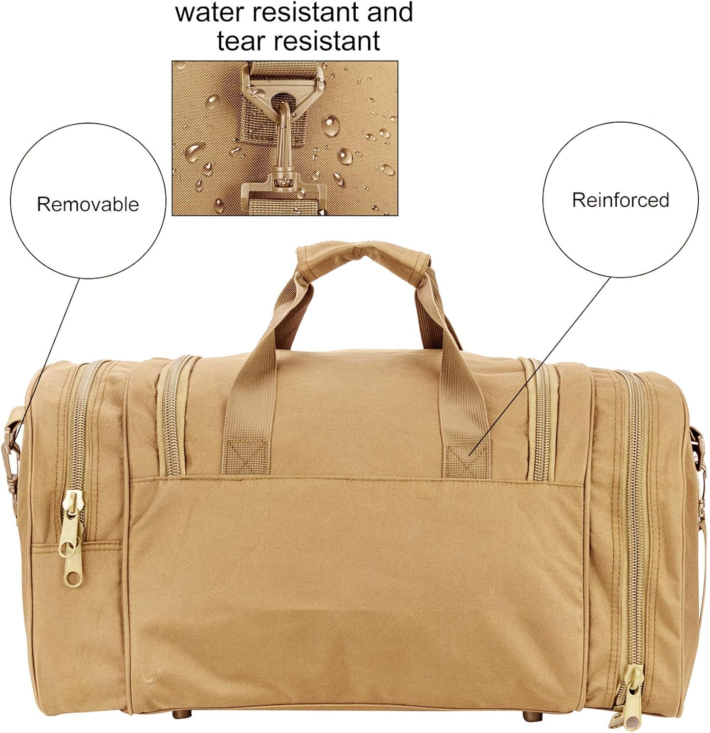 Gym Duffel Bag for Men Sports Duffel Bag with Shoe Compartment (TAN-Model A) - Image 3