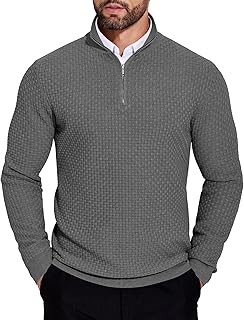 Sponsored You’re seeing this ad based on the product’s relevance to your search query.Learn more about this advertisement COOFANDY Men's Turtleneck Pullover Half Zip Winter Warm Knitted Jumper Troyer Turtleneck Long Sleeve Work Jumper Texured Jumper with Stand-Up Collar