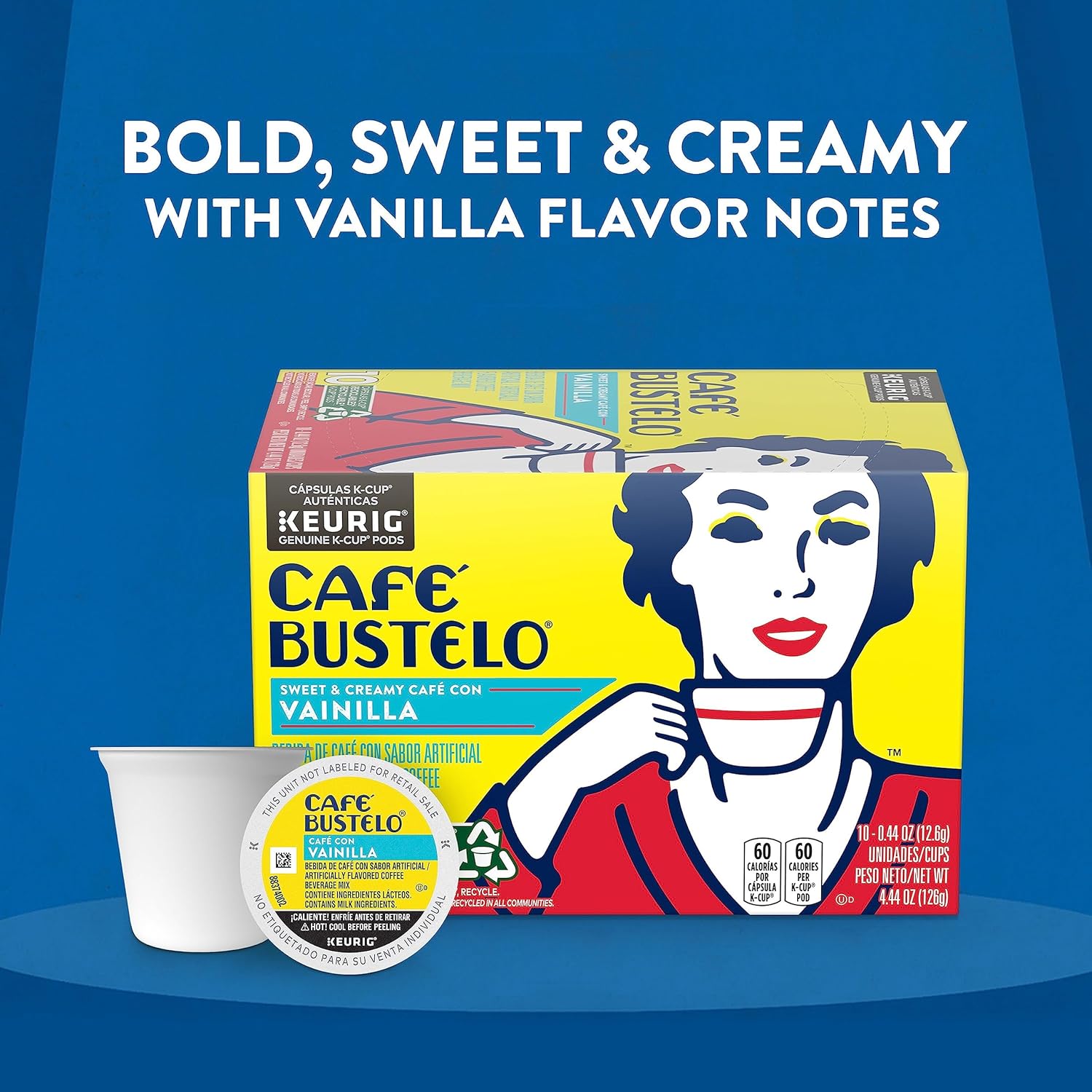 Cafe Bustelo Sweet & Creamy Café Con Vainilla, 10 Keurig K-Cup Pods
