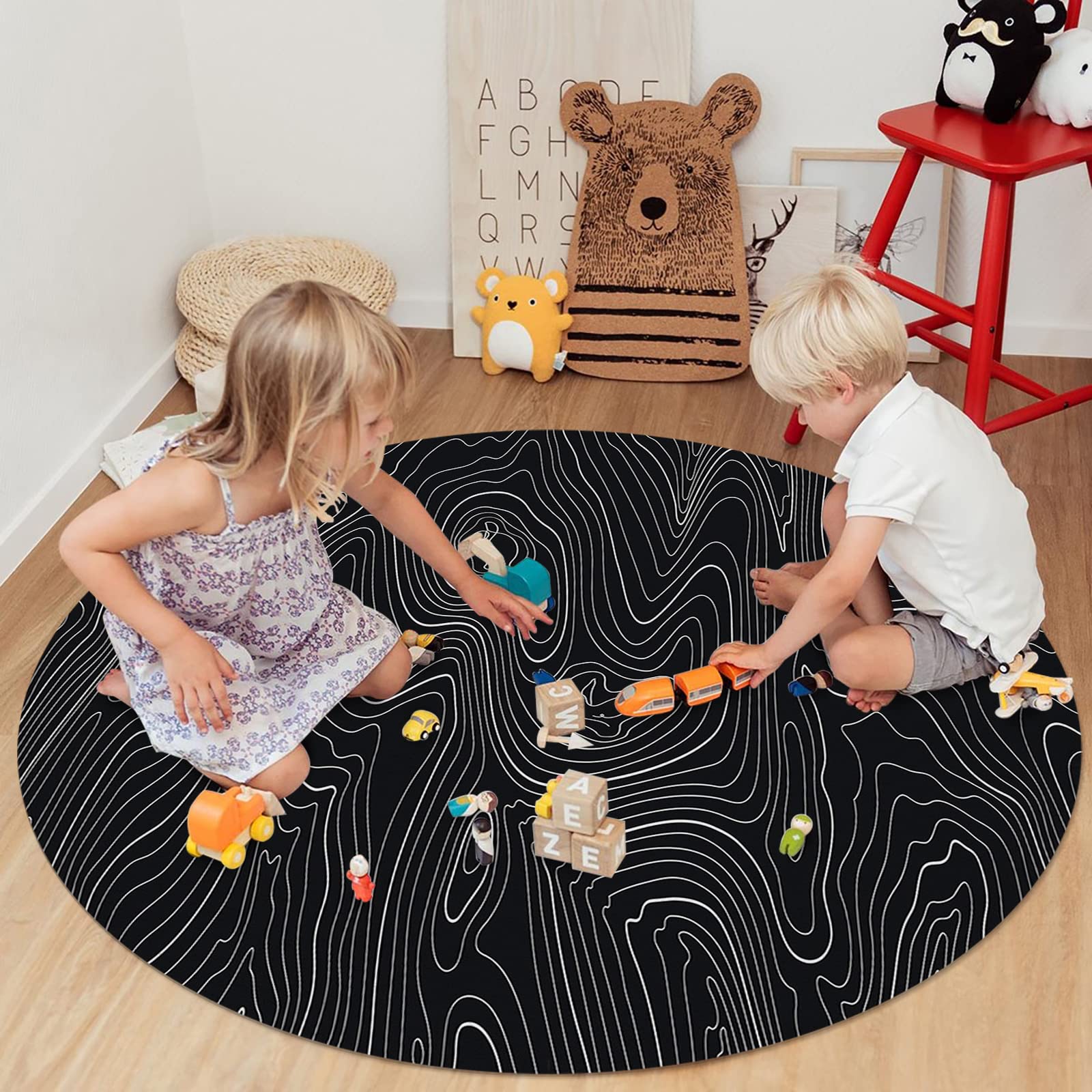Amazon.com: Abstract Top View Topographic Area Rug Round Rugs 5ft