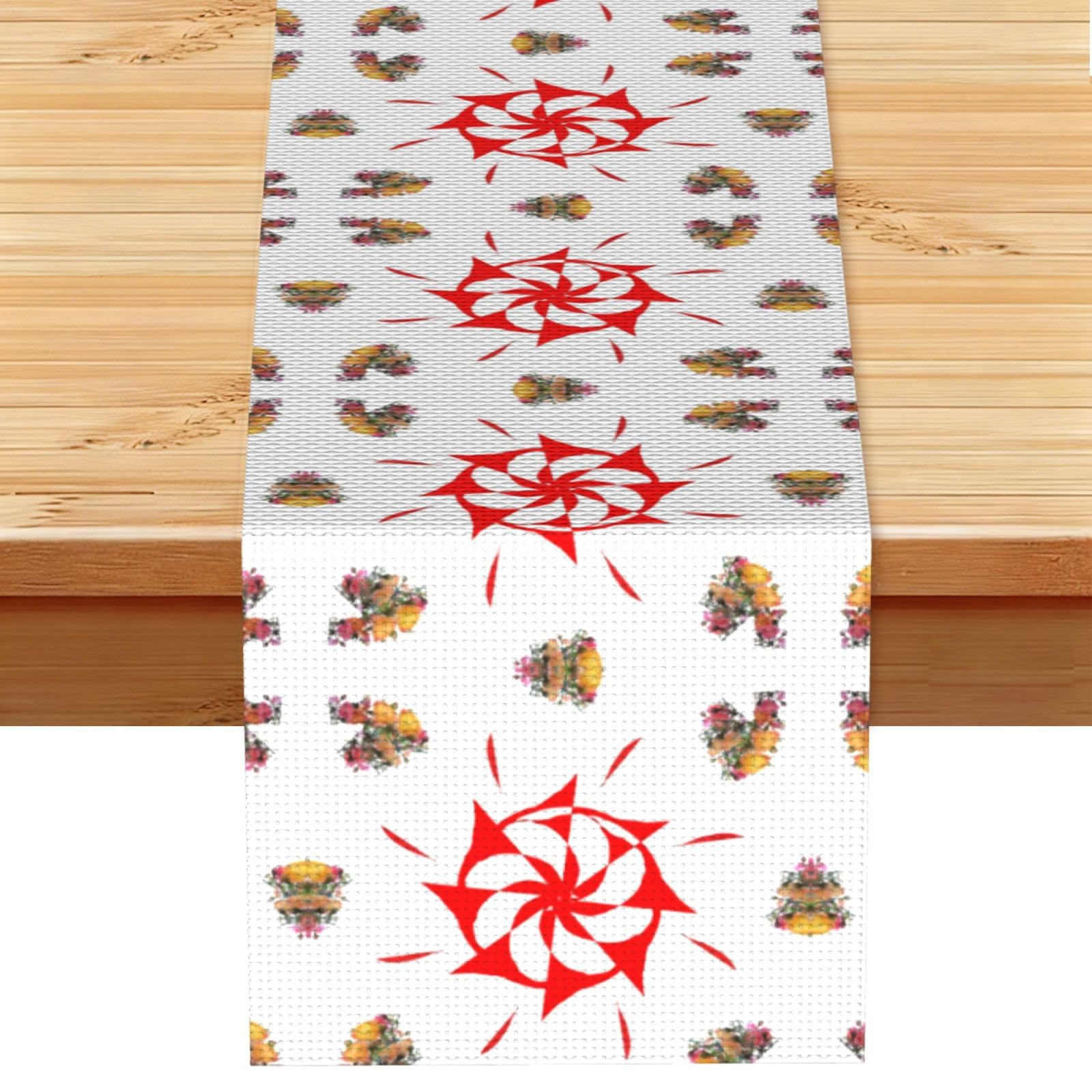Eight-way rotation Linen Feel Table Runner Wedding Party Home Decoration