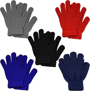 5-12 Pairs Kids Gloves Kids Winter Gloves for Toddler Gloves Knitted Winter Warm Full Fingers Gloves for Girls Boys