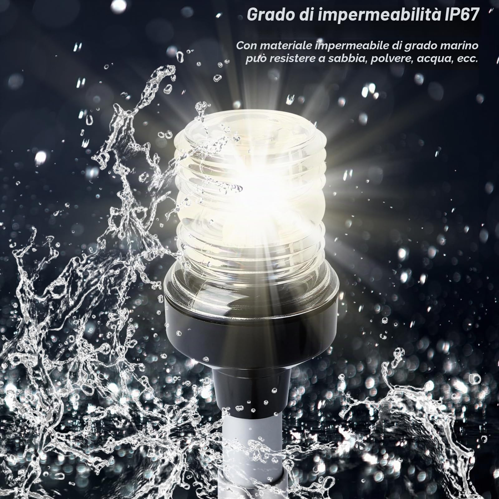 Luce di ancoraggio per barca, 12 V-24 V, luce di segnalazione per vela, luce di ancoraggio regolabile in acciaio inox, accessorio per barche da yacht