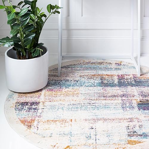 Miniatura 4 de Rugs.com Malibu Collection - Alfombra redonda redonda de 5 pies, alfombra de pelo bajo múltiple perfecta para cocinas y comedores