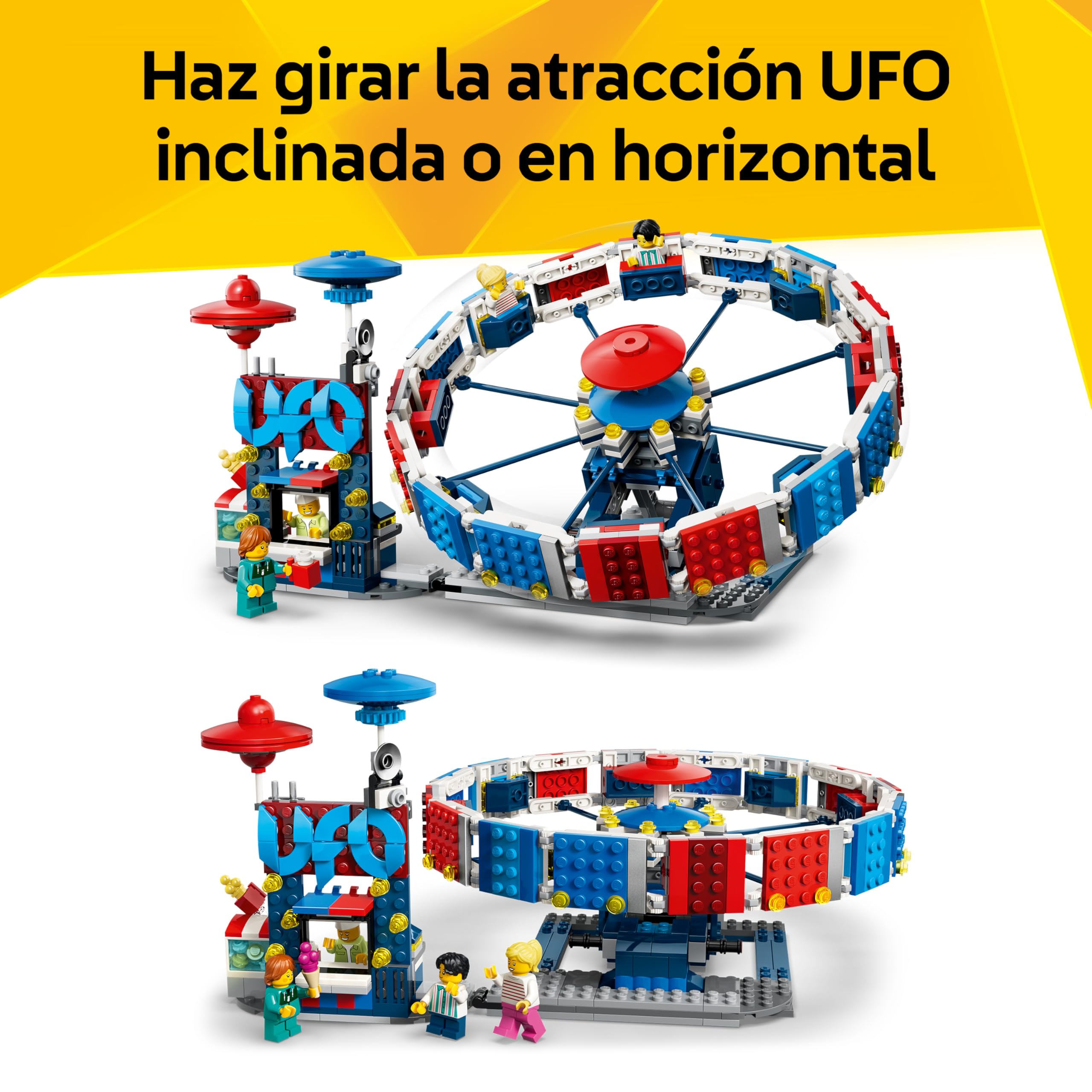 LEGO Creator 3en1 Noria Clásica de Juguete - Maqueta Transformable en Atracción UFO o Tiovivo - Decoración para la Habitación Infantil - Regalo de Cumpleaños para Niños y Niñas de 8+ Años - 31389