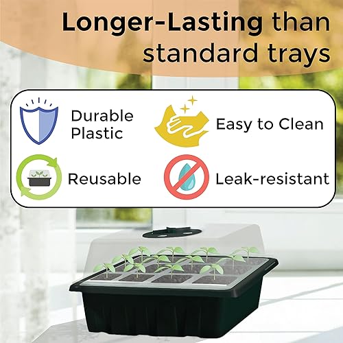 Miniatura 9 de 's Paquete de 10 bandejas de iniciación de semillas kit de inicio de semillas de 12 celdas (total 120 células) con cúpula de humedad y herramientas