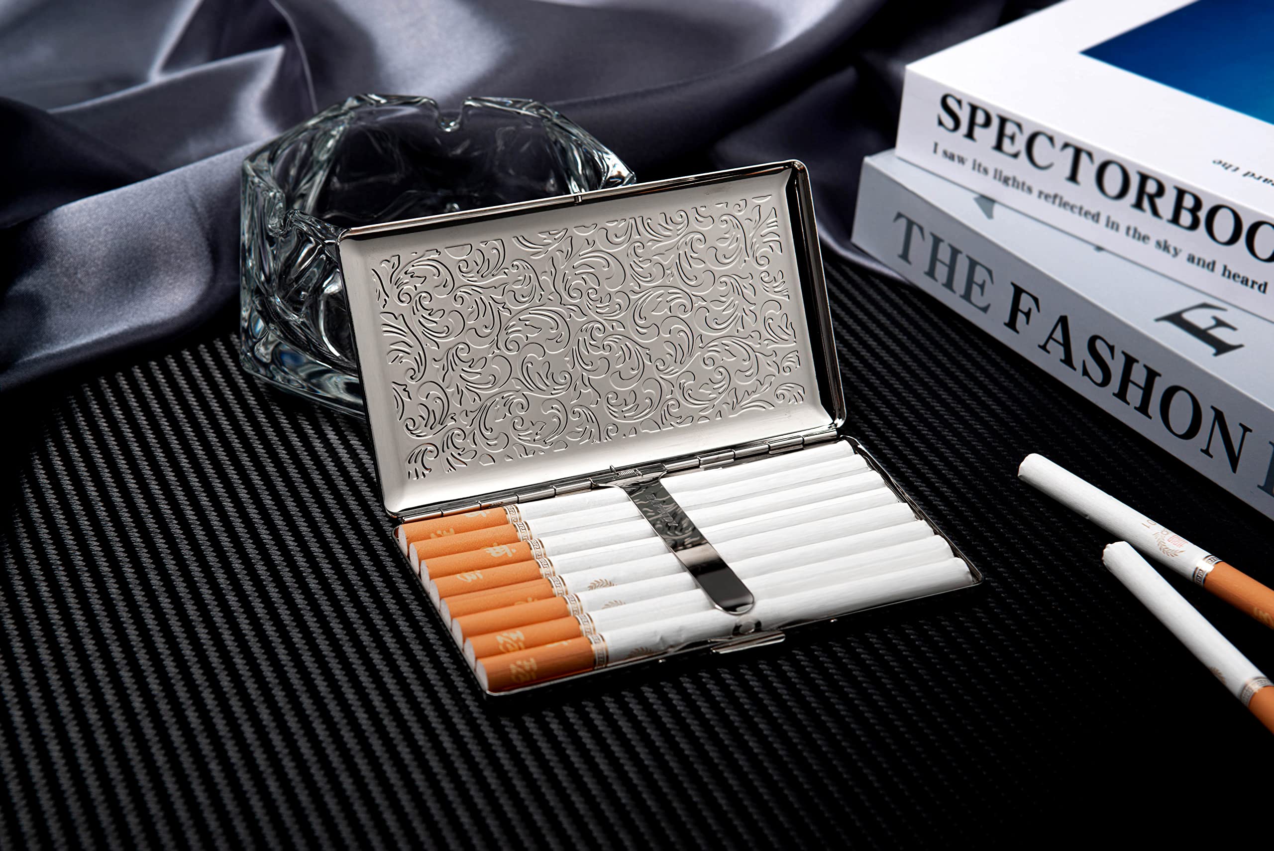 120mm cigarette HAPUTDY Beautiful Stylish Simple Unilateral Metal Ladies and Men's  Cigarette Case,Holds 10 120's Capri Cigarettes (Arabesque Silver) :  Amazon.ae