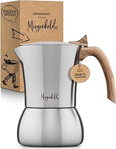 Premium Cafetera espresso grande de acero inoxidable para 6 tazas (300 ml) - Cafetera de café italiana - Cafetera moka para cocina de inducción gas - Maceta moca0
