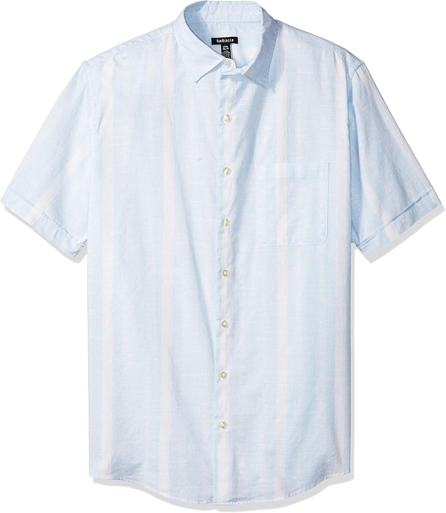 Chemise Van Heusen Homme S - Bleu à Carreaux, Manches Courtes, Neuve Avec étiquette