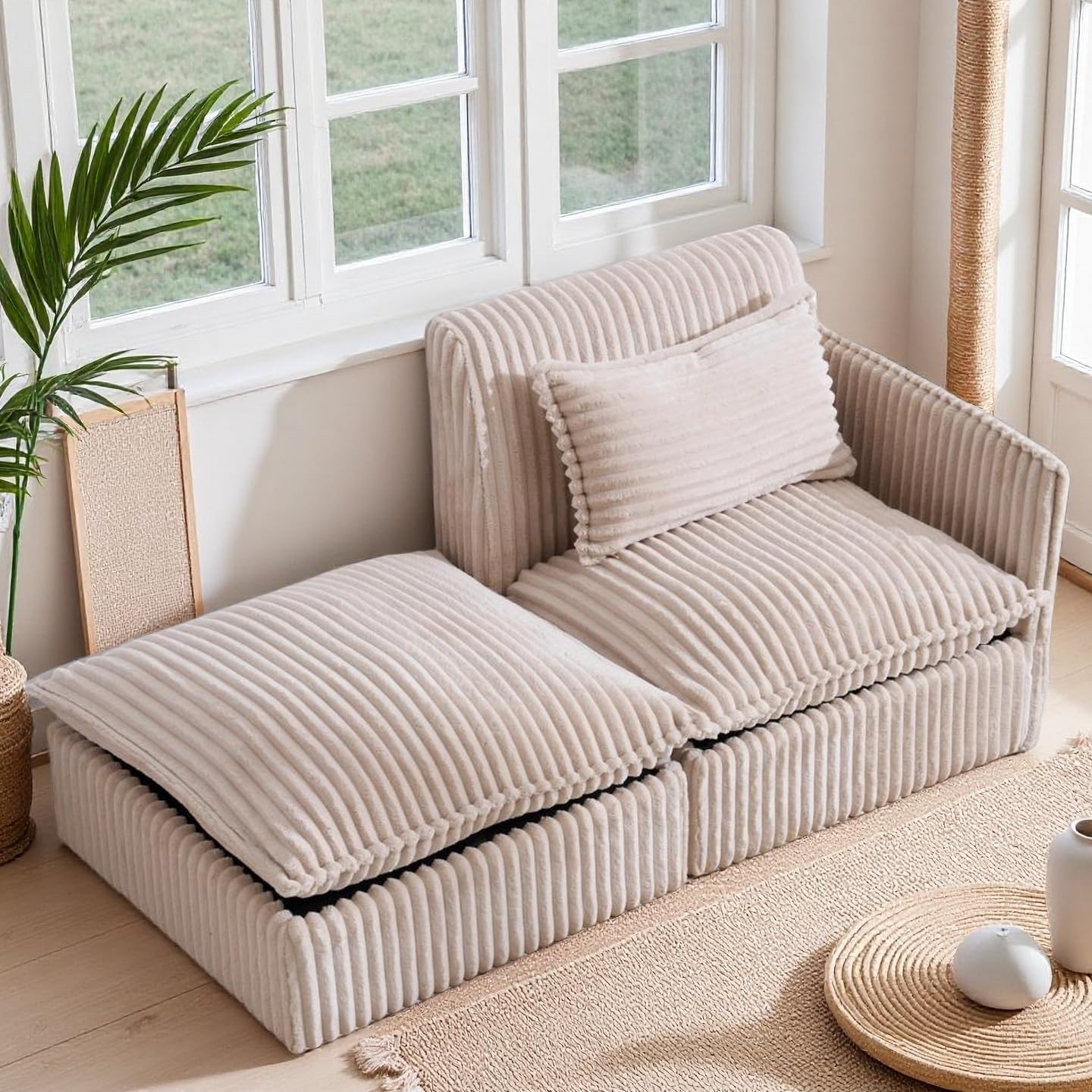 保証付き】ソファ 2人掛け 収納付き オットマン付き ファブリック 保証付き】ソファ 2人掛け 収納付き オットマン付き ファブリック