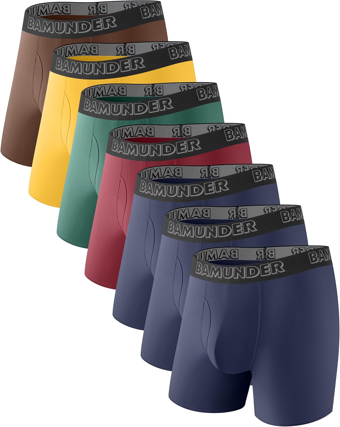 Men's Bamboo Viscose Underwear Boxer Briefs 7 Pack - Breathable Comfort Fit with 3D U-Shaped Pouch & No Ride-Up Legs