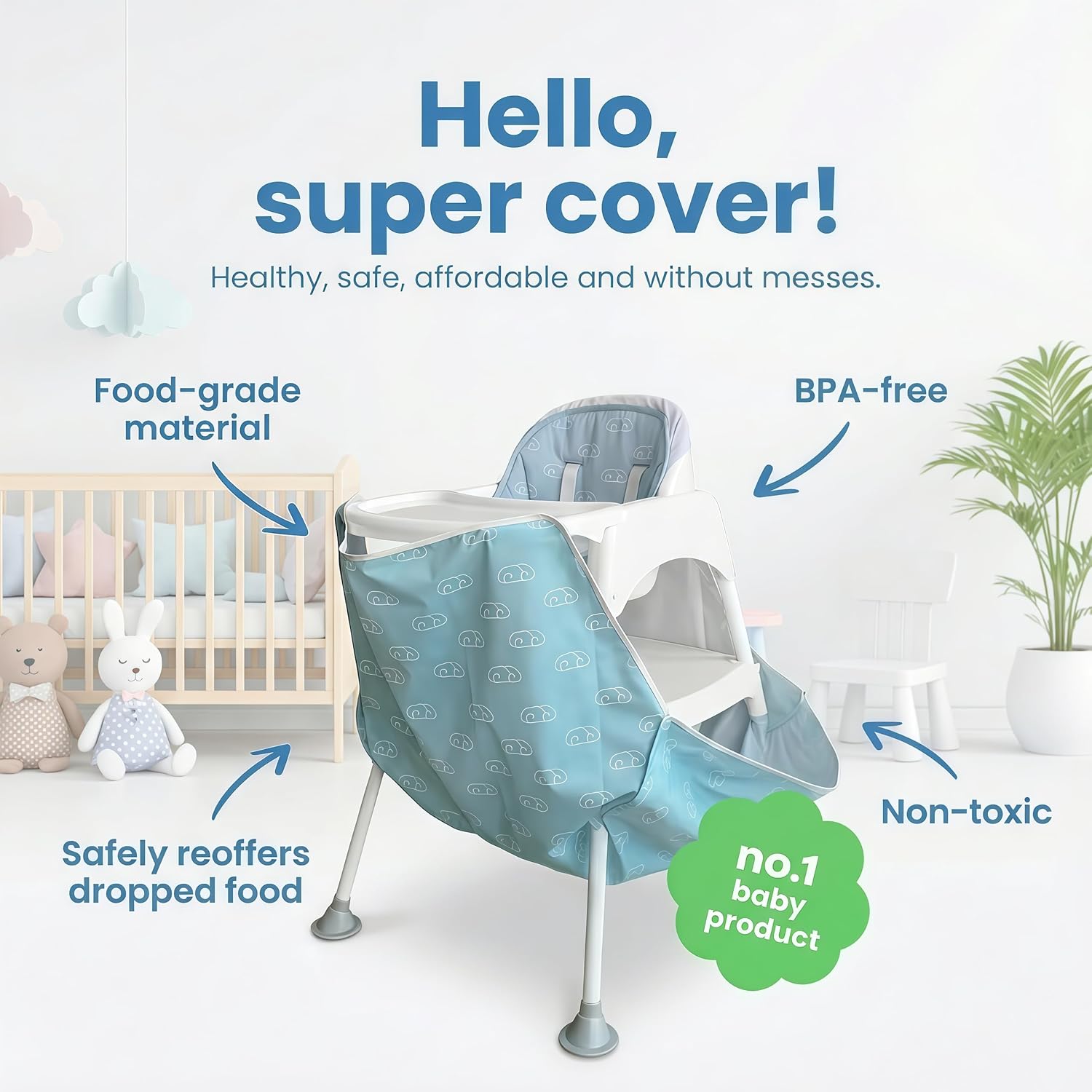 HiCatcher Universal Food Catcher for High Chairs - 4-Leg High Chair Compatible