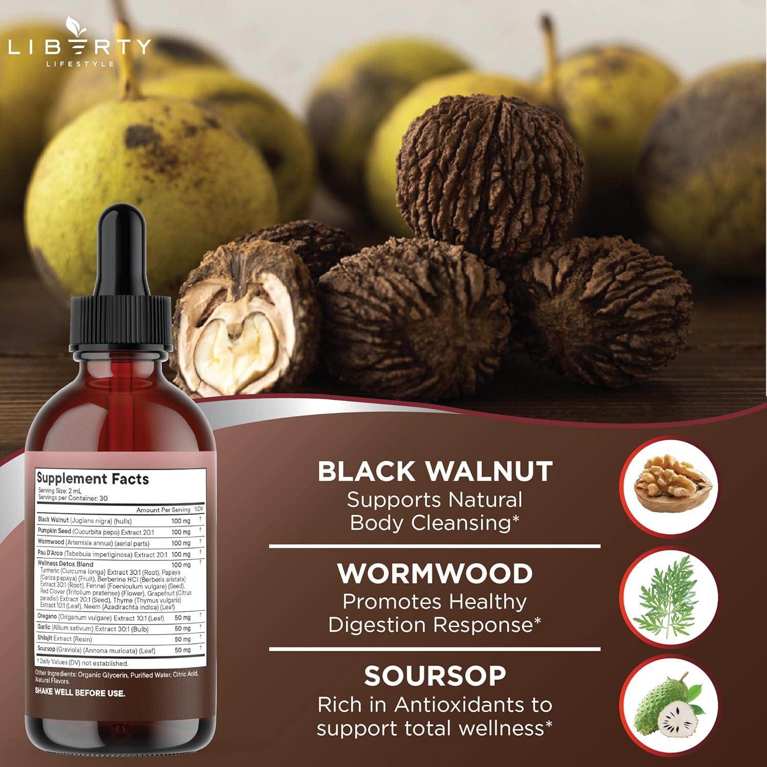 Defend Wormwood Black Walnut Cleanse for Humans Drops Liquid Soursop Garlic Pumpkin Seed PAU D'Arco Oil of Oregano Turmeric Berberine Neem Extract Hull Bark Tincture - 4 OZ - Image 6