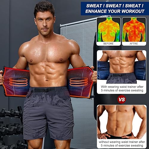 Miniatura 2 de Entrenador de cintura para hombre, reductor de cintura con cinturón de sudor ajustable, corsé de soporte de espalda, faja de compresión, trajes de