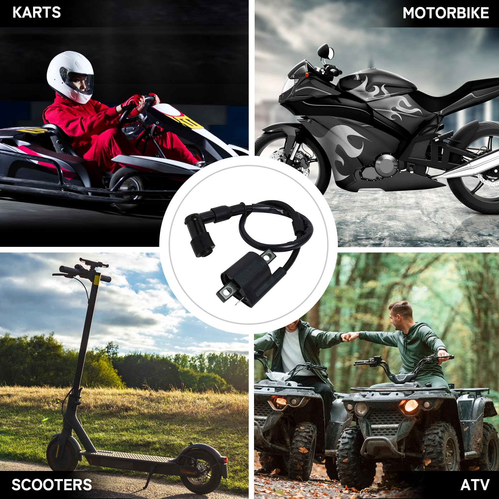 Bobina de Encendido Modificada para Mejorar la Potencia para Motocicleta, Scooter y ATV 125CC-250CC Ciclomotor Go-kart