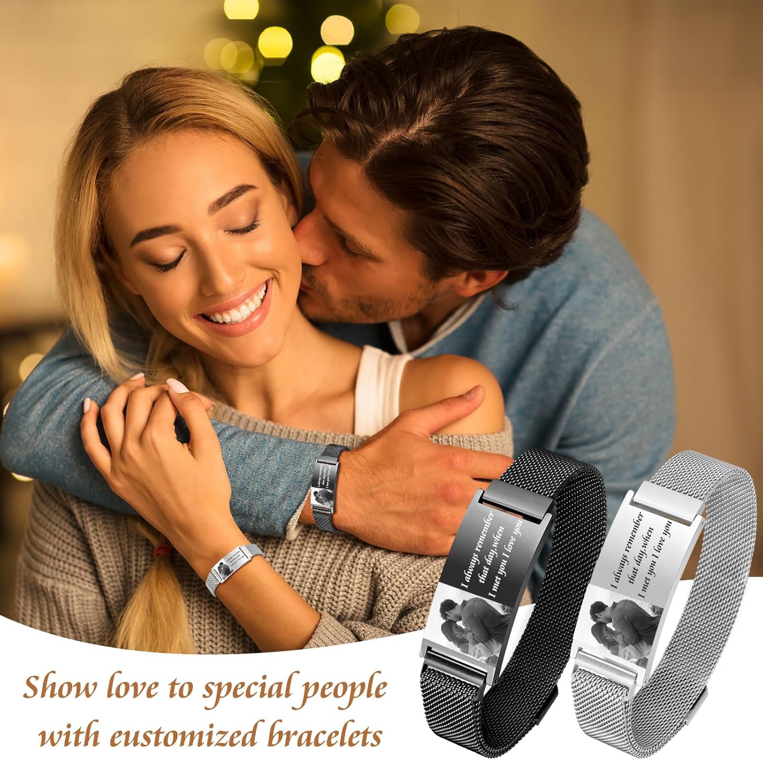 Personalized Photo Bracelet for Men - Free Engraving Custom Bracelets,Hypoallergenic Stainless Steel Adjustable Engraved Wristband,Trendy Waterproof Customizable Picture Bracelet Gift for Women - Image 6