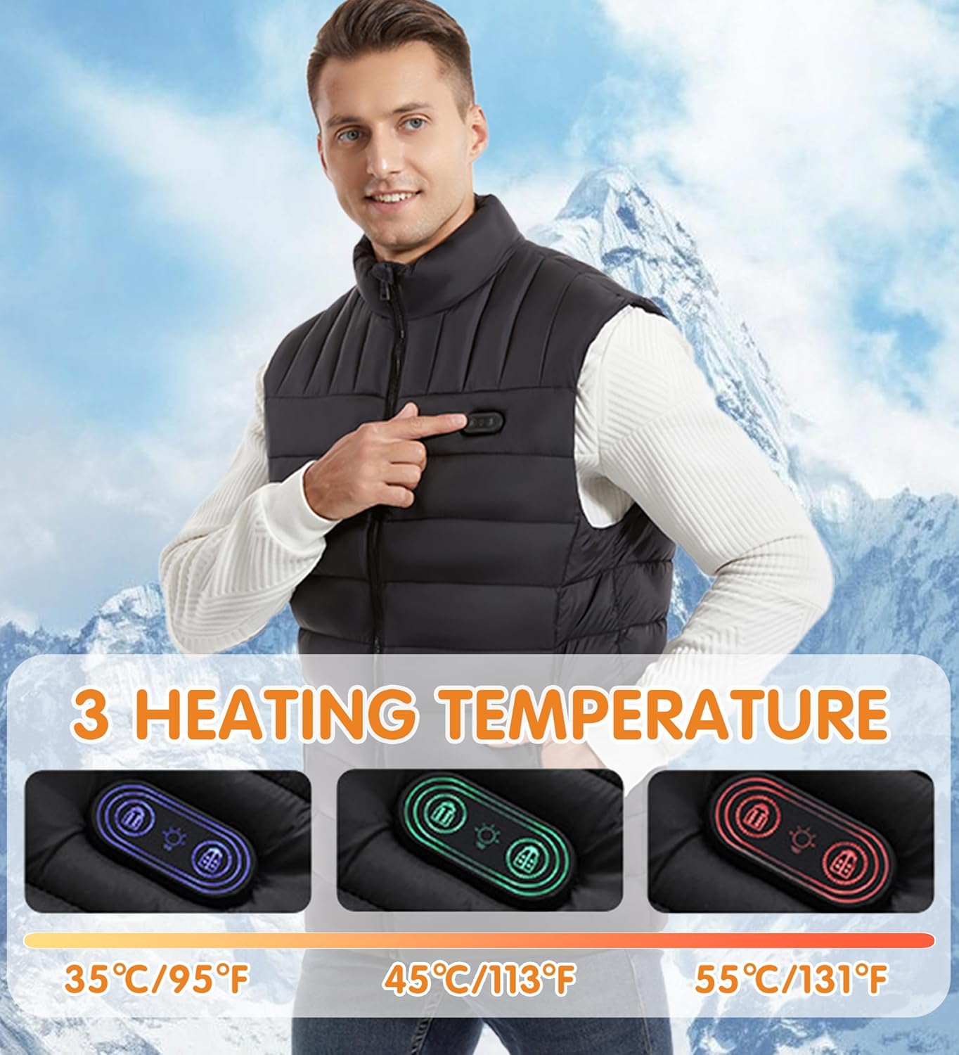 Heated Vest for Men Women, Lights-Out Design Lightweight Electric Heating Vest for Hunting, Skiing Motorcycle