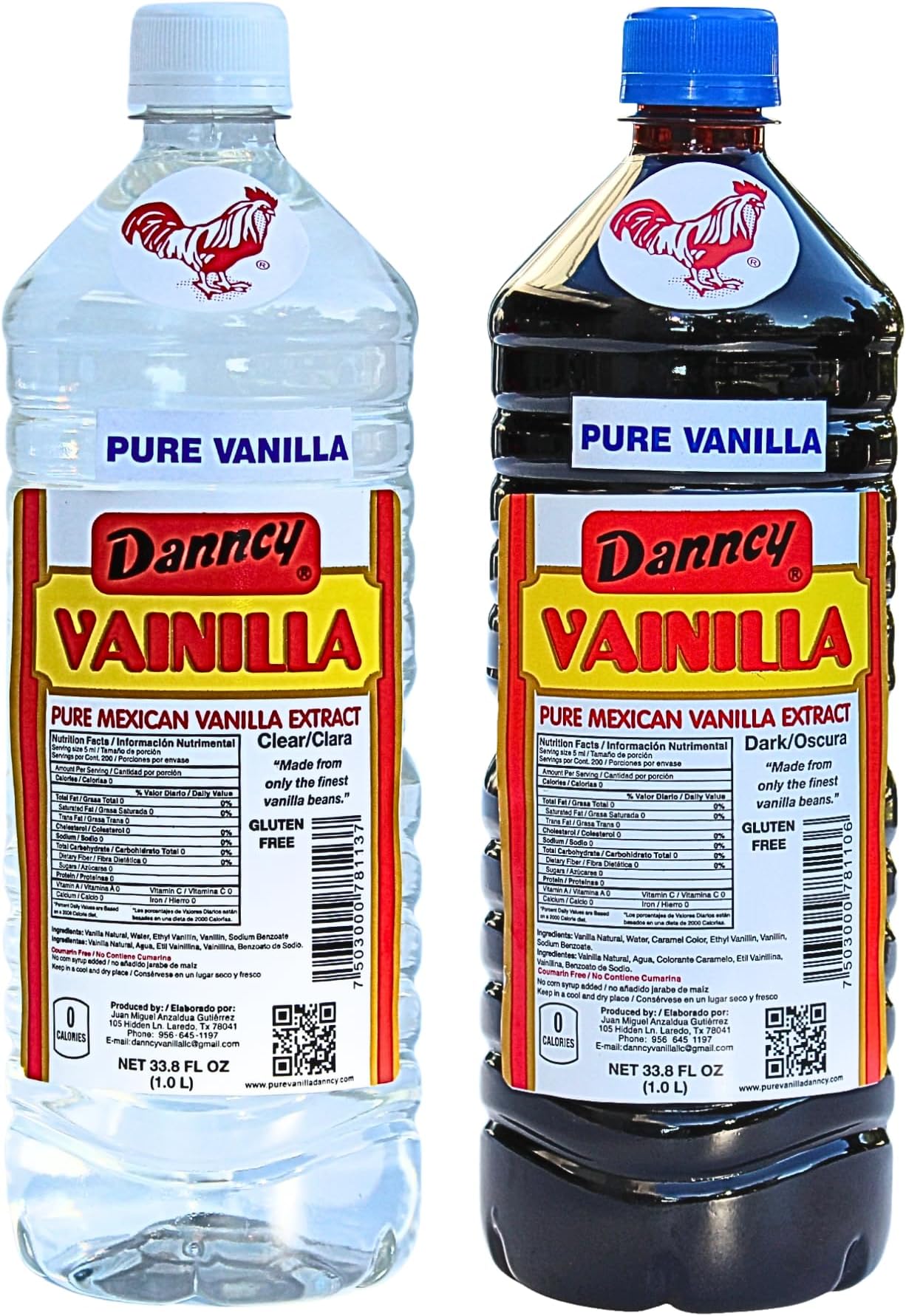 Danncy Vanilla Dark & Clear 33 oz 2 Pack – Authentic Mexican Vanilla Flavor