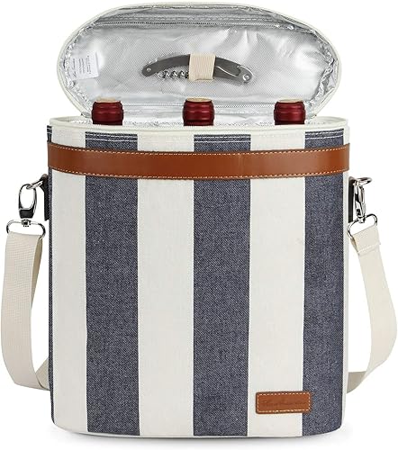 Miniatura 23 de ZORMY Bolsa de vino aislada para una sola botella, 1 botella de vino bolsa acolchada enfriador de vino perfecto para amantes del vino o regalo