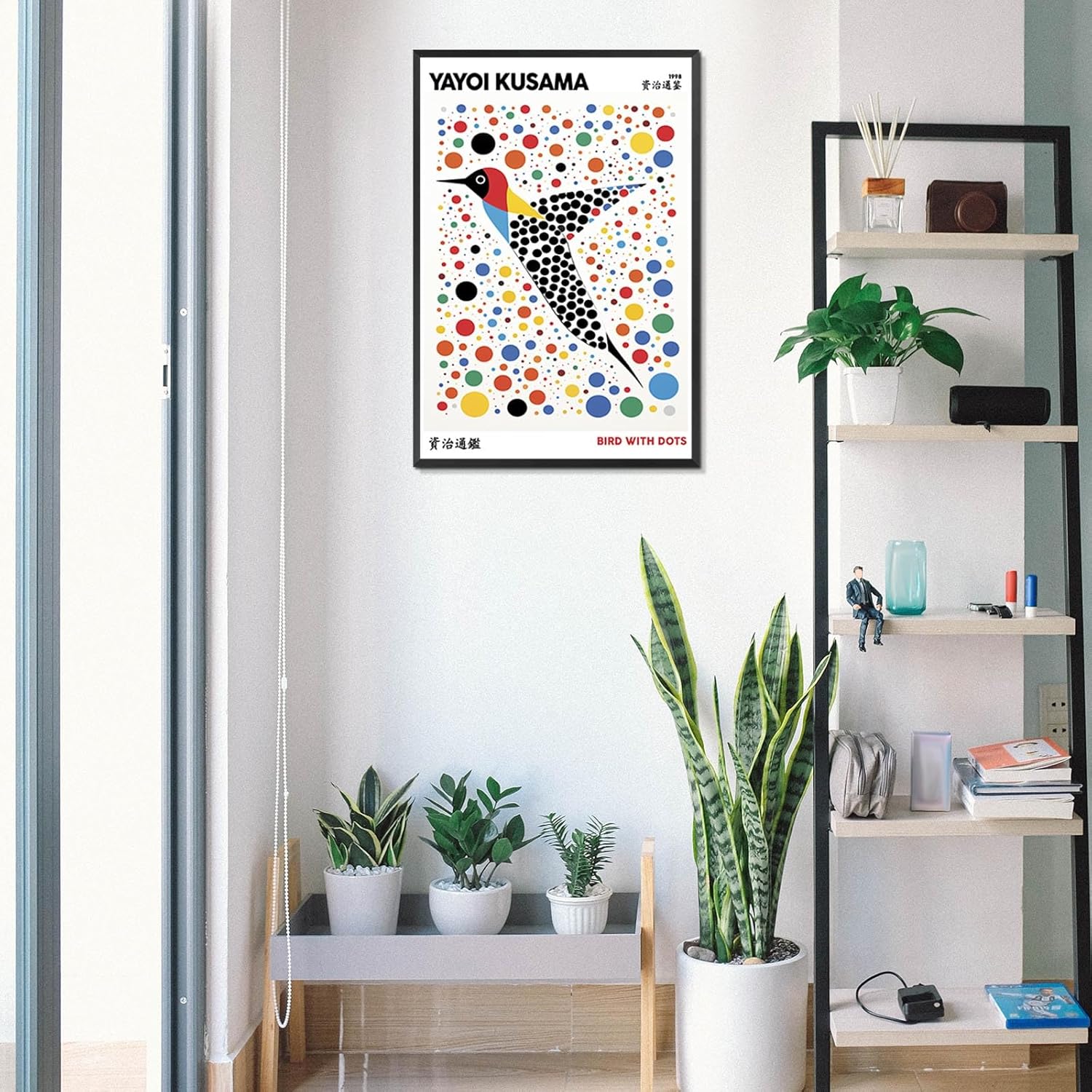 BFADMN Yayoi Kusama Japanese Wall Art Poster Yayoi Kusama Wall Art Print Abstract Aesthetic Art Canvas Paintings Abstract Japanese Botanical Wall Decor For Bathroom Gallery 16x24in Framed