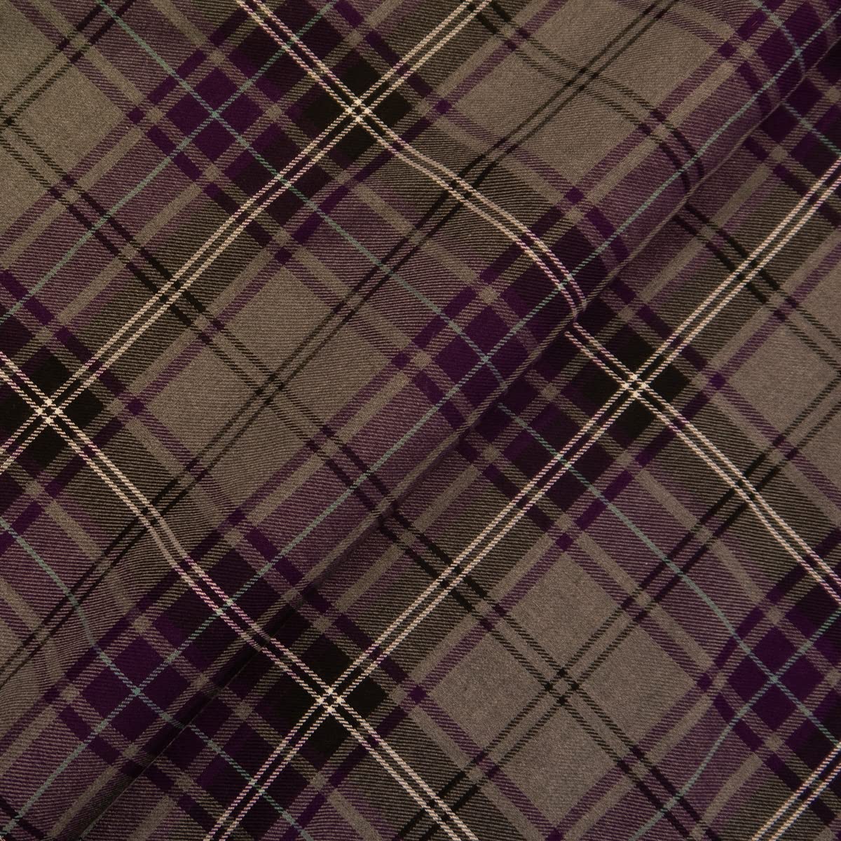 Discount Fabrics Ltd Grey Purple D51 Quality Plaid Check Polyviscose Tartan Fabric 58" Wide (, Fat Quarter)