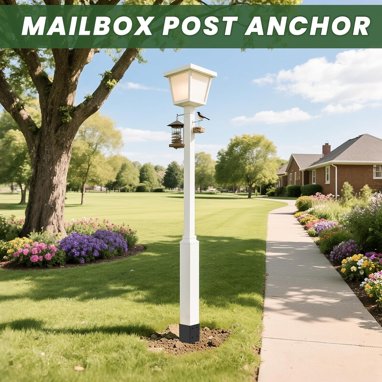 2 Pcs 4"x4" Fence Post Anchor Ground Spike 26"(Actual: 3.6"x3.6") Heavy Duty Metal Fence Post Anchor, Black Powder-Coated, for Fence,Deck,Bird Feeder,Railing,Mailbox - Image 3