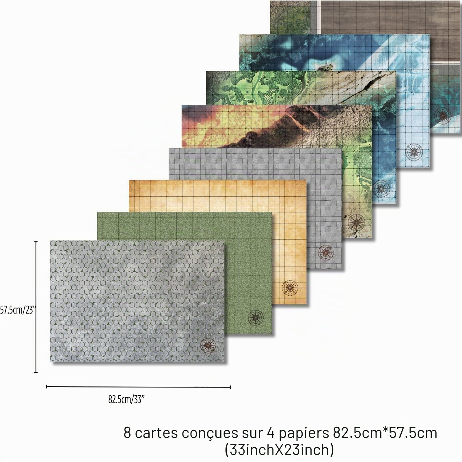 Carte Kit de Démarrage D&D 8 Terrain Scénarios Donjons et Dragons Grille de Terrain de Combat TTRPG Tapis de Jeu de Combat Pathfinder Accessoire DND Grid Game Warhammer Mat et Jeu de Rôle