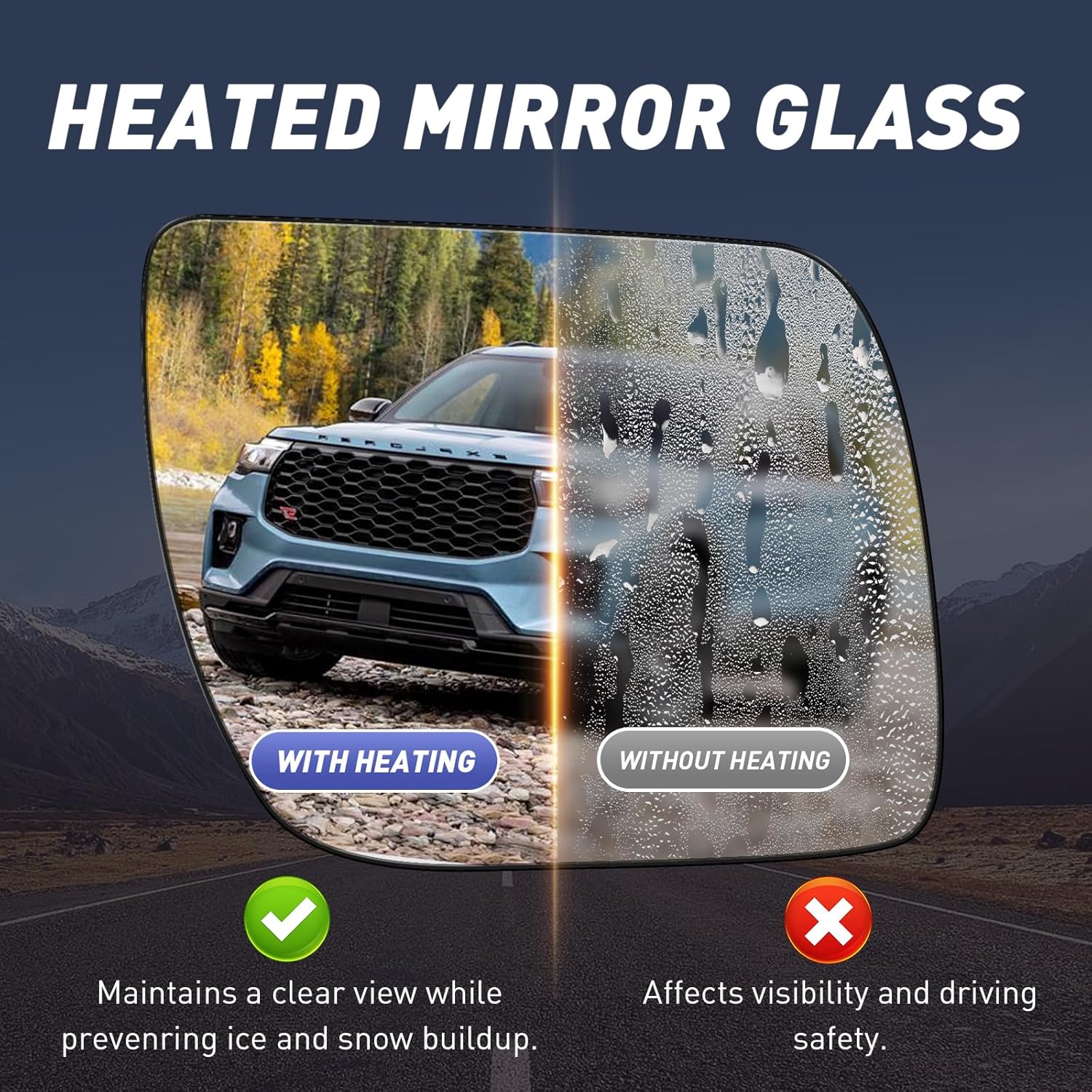 Driver Side Mirror Compatible with Ford Explorer 2011-2019 with Blind Spot Glass Turn Signal Light Puddle Light Heated Power Glass 7-Pins Rear View Door Mirror