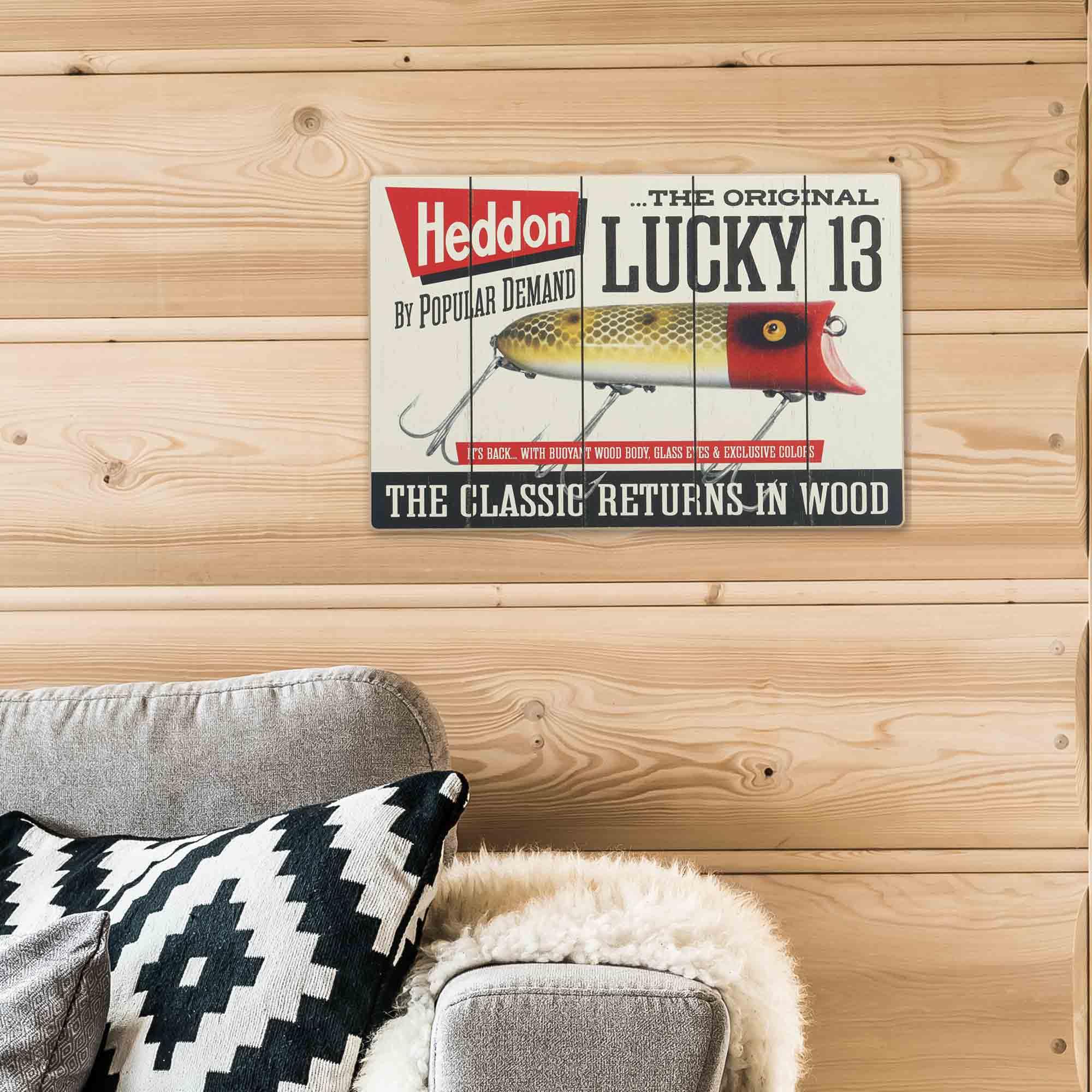 Amazon.com: Heddon Fishing Lure Lucky 13 Wood Wall Decor