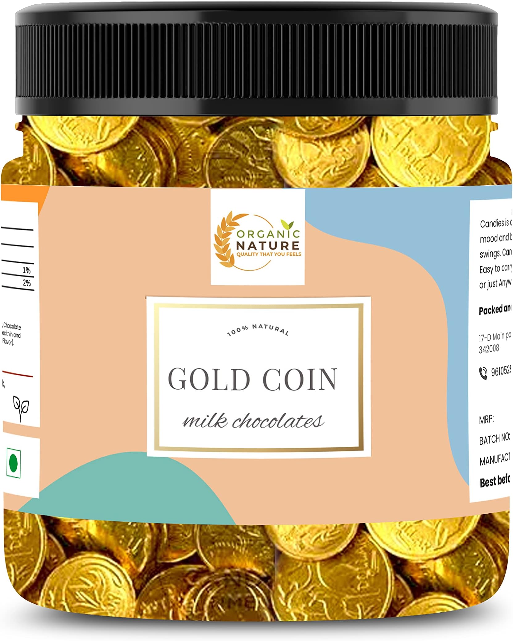 Gold Coin Milk Chocolates/Chocolate Coins Gift pack (Jar Pack) (100 Pieces (Pack of 1 of 100 Pieces))110 grams