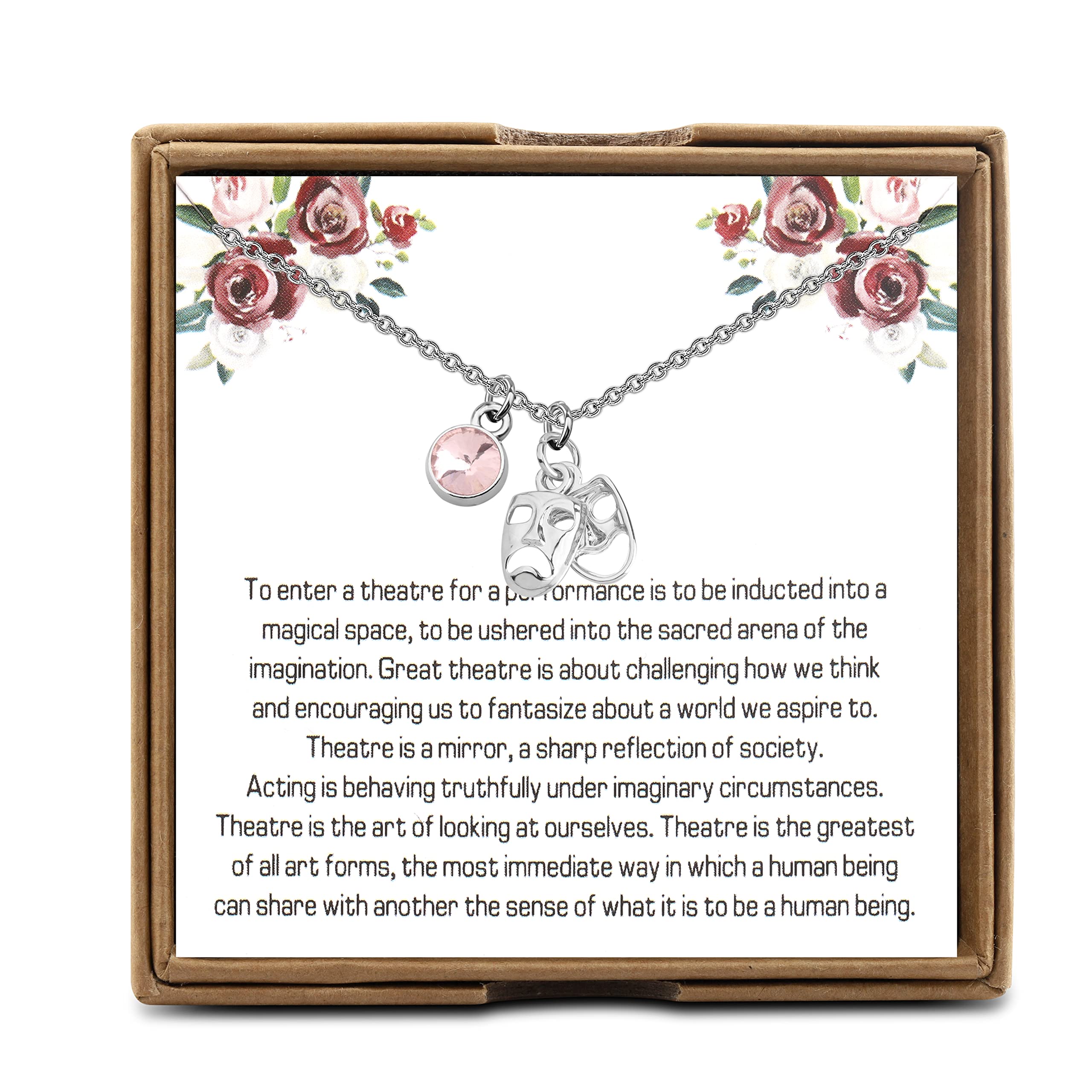 OKEYCH Drama Theater Lover Gift Theatre Nerd Necklace Drama Actor Actress Gift Comedy Tragedy Masks Jewelry Theatre Geek Necklace Theatre Life Gift