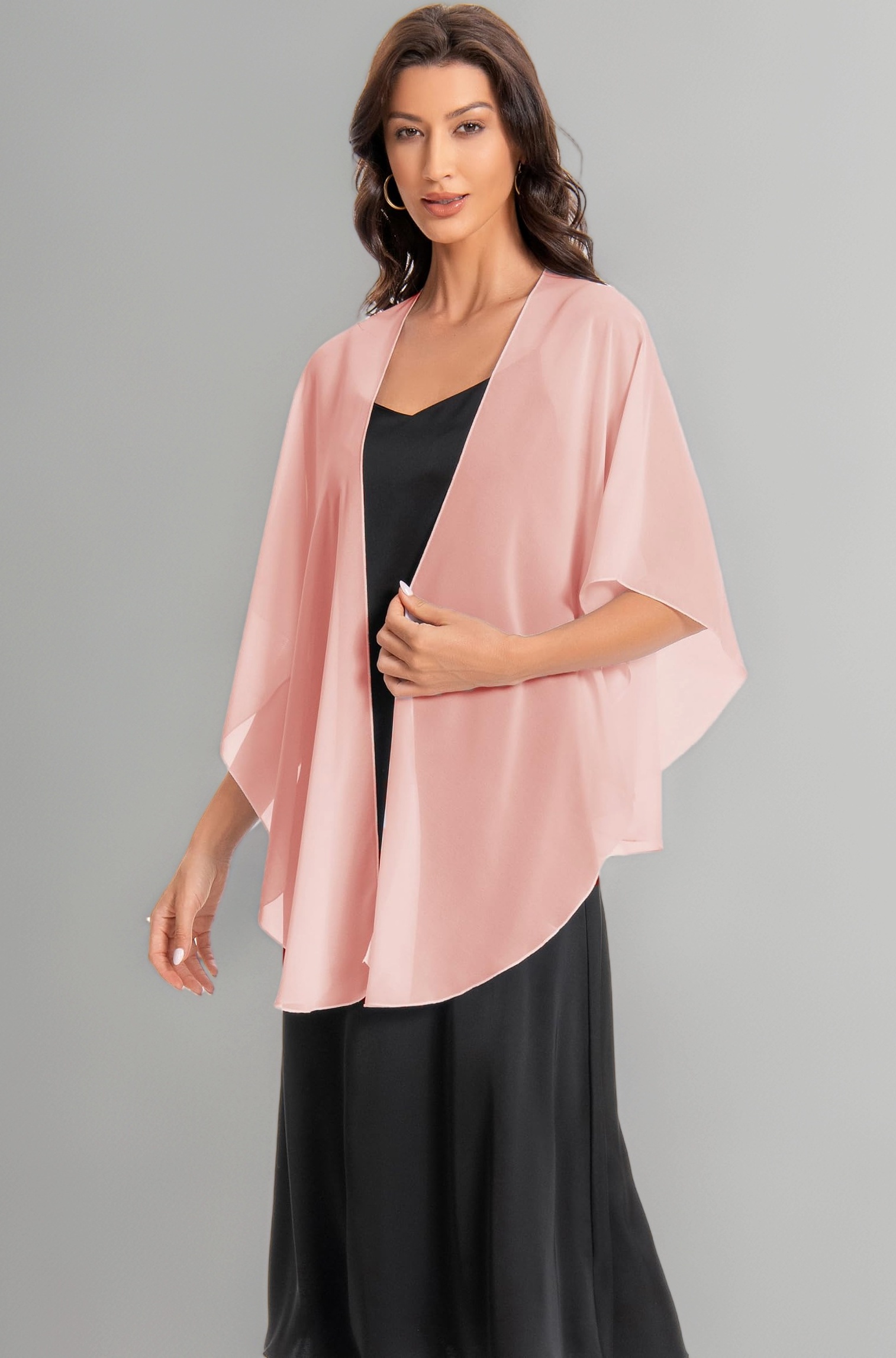 Shawls and Wraps for Evening Dresses Sheer Chiffon Women Elegant Soft Silky Scarf Scarve Wedding Bridal Stole, Blush, One Size