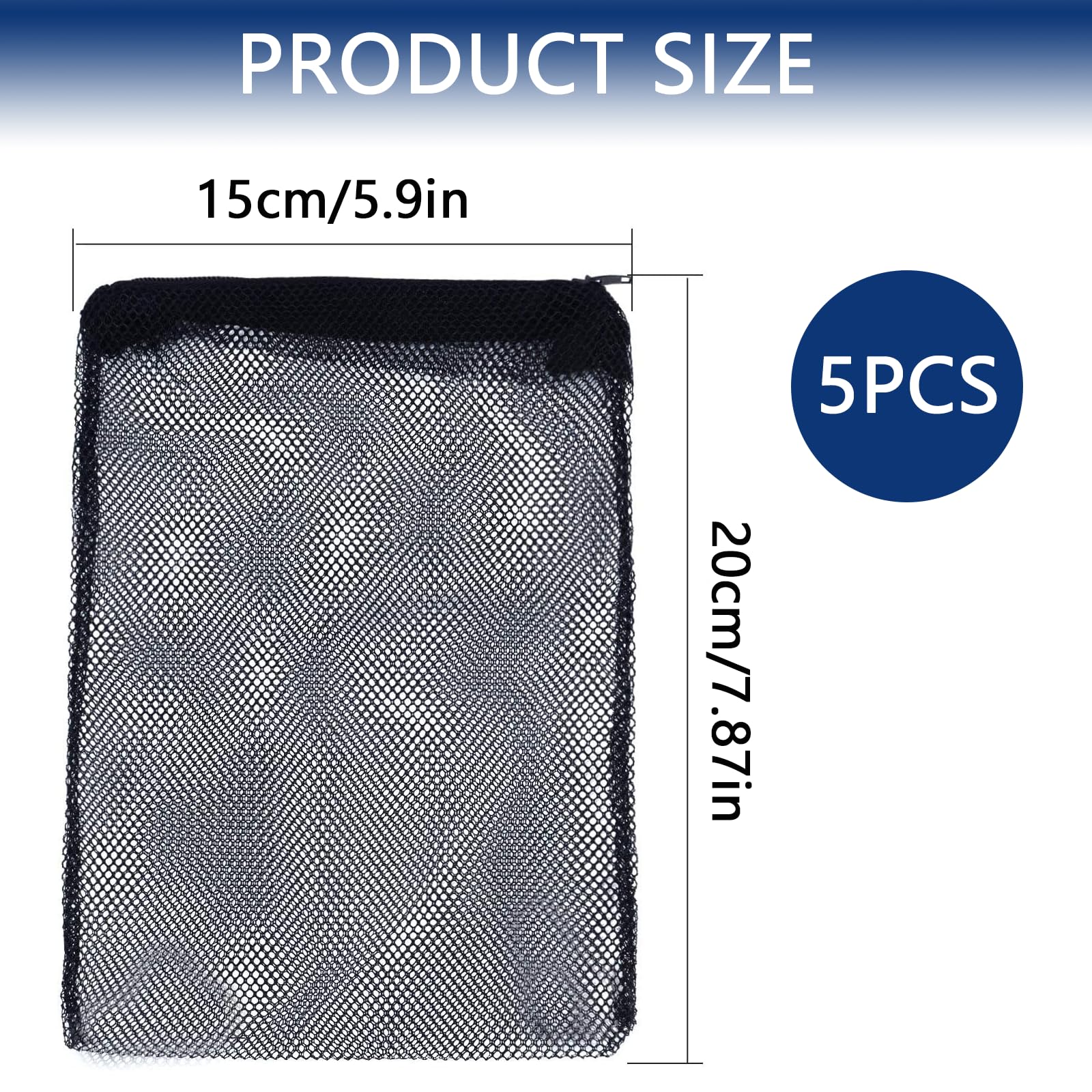 ChenYuehao 5Pcs Non-Slip Fish Tank Mesh Filter Bag Reusable Fish Fine Mesh Net Bags Big Enough Aquarium Filter Zipper Bags for Fish Tank Bio Balls - Image 2
