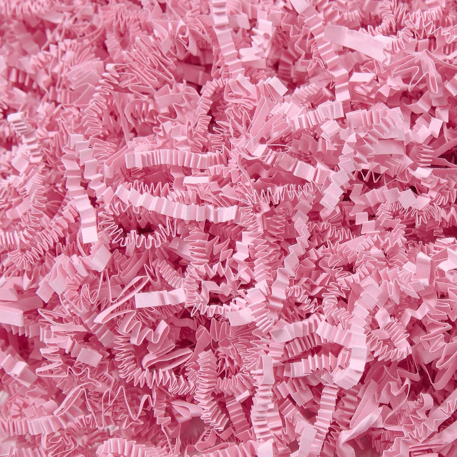 Mefleet 1 LB Crinkle Cut Paper Shred Filler Light Pink Crinkle Shredded Paper for Gift Box - Gift Basket Bag Filler - Grass Cushion Stuffing for Valentine's Day, Birthday Packaging Wrapping
