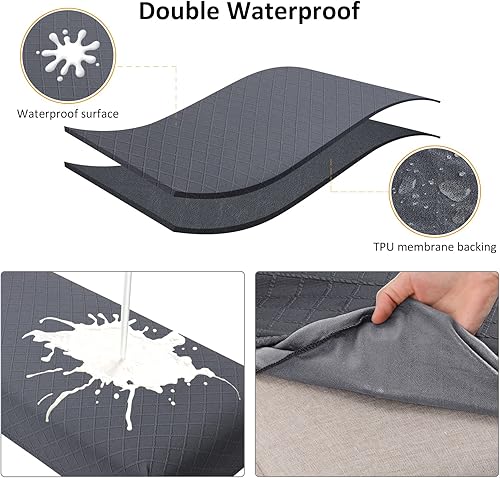 Miniatura 4 de Fuloon Funda impermeable para banco de comedor, funda extraíble lavable para sala de estar, dormitorio, cocina (gris oscuro)