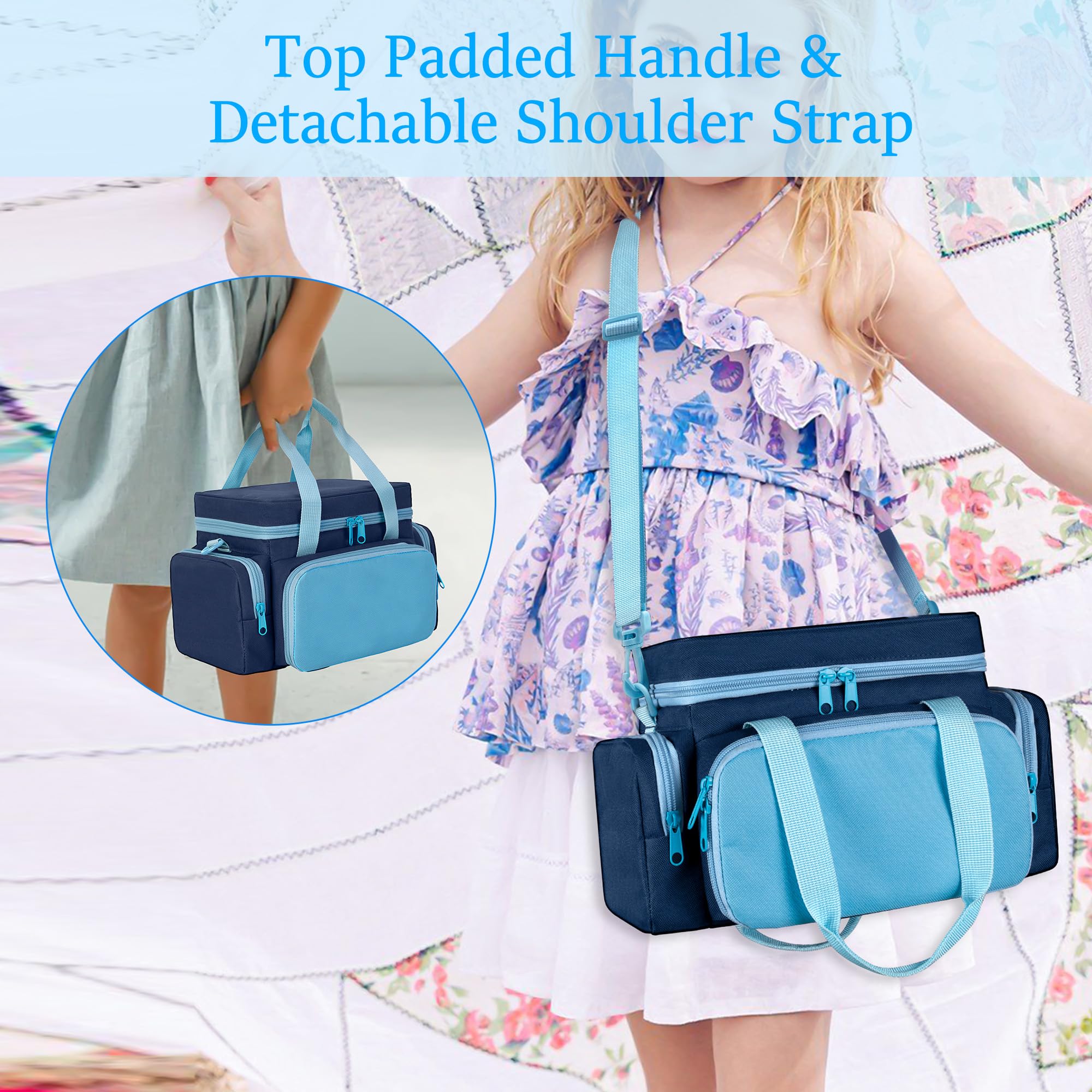 LoDrid Tragetasche kompatibel mit Toniebox 1/2, Aufbewahrungstasche Organizer für Audio-Player-Set und Zubehör mit Griff und Schultergurt, Blau, nur Tasche (patentiertes Design)