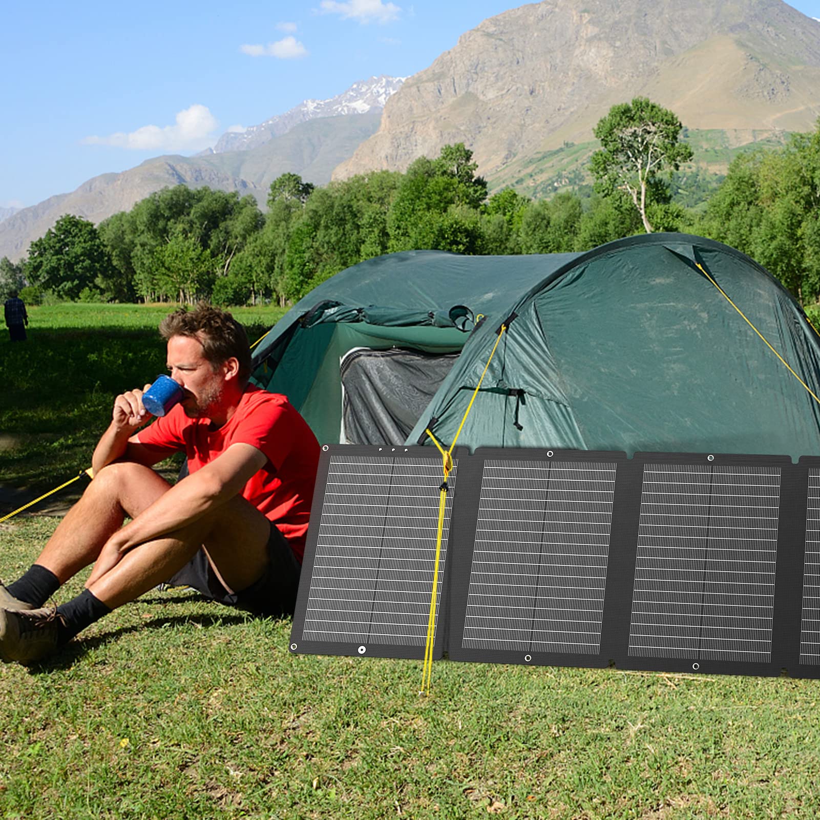SinKeu 120W faltbares Solarpanel, Tragbare Solarladegerät mit Tragetasche, Wasserdicht mit 19,8V 6A MC4/Anderson/XT60/DC-Ausgängen, Ideal für Powerstations, Generatoren, Camping, Wohnmobile