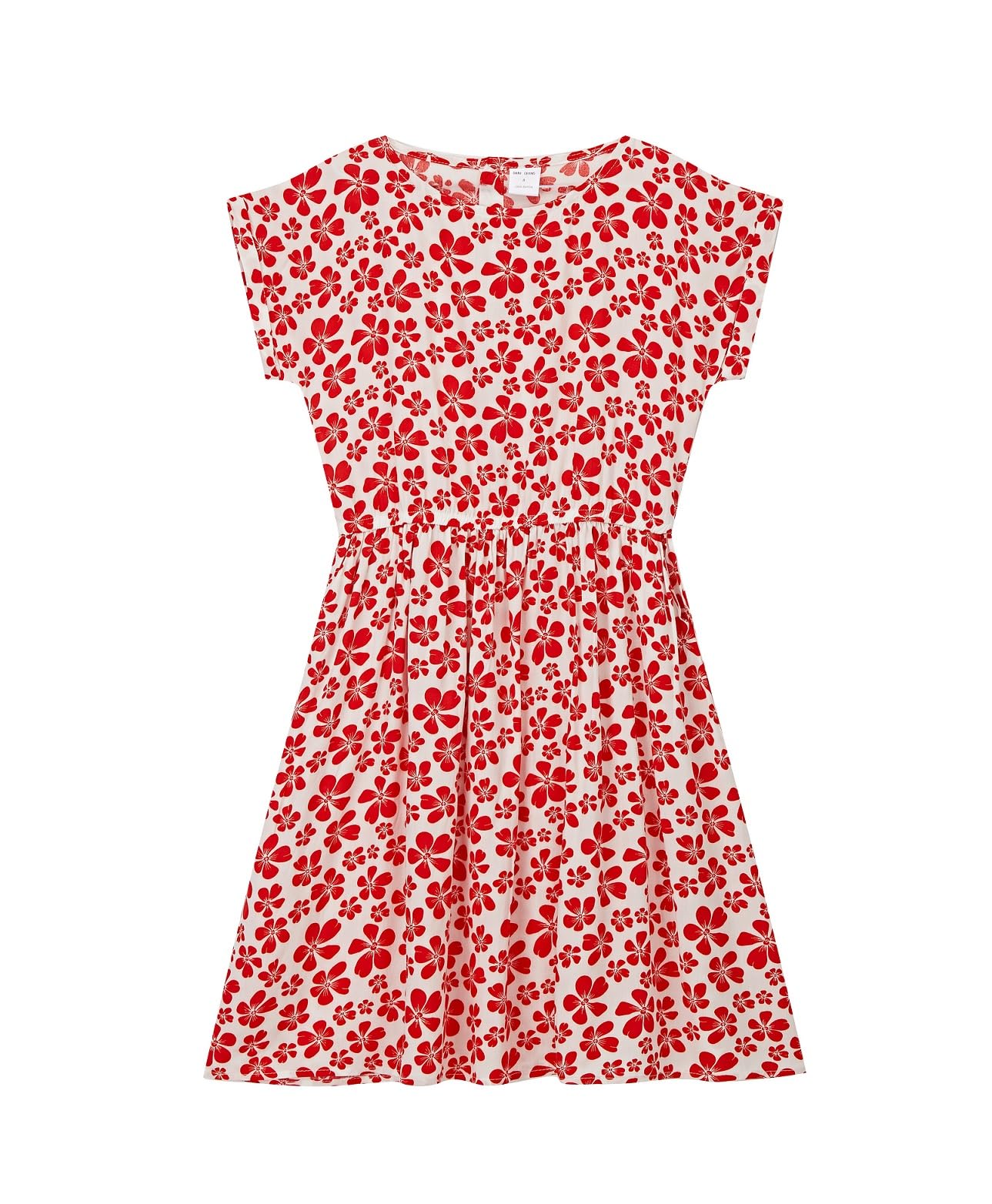 DaniChins Girl Casual Short-Sleeve Floral Print Dress Kid Playwear Dress with Pockets