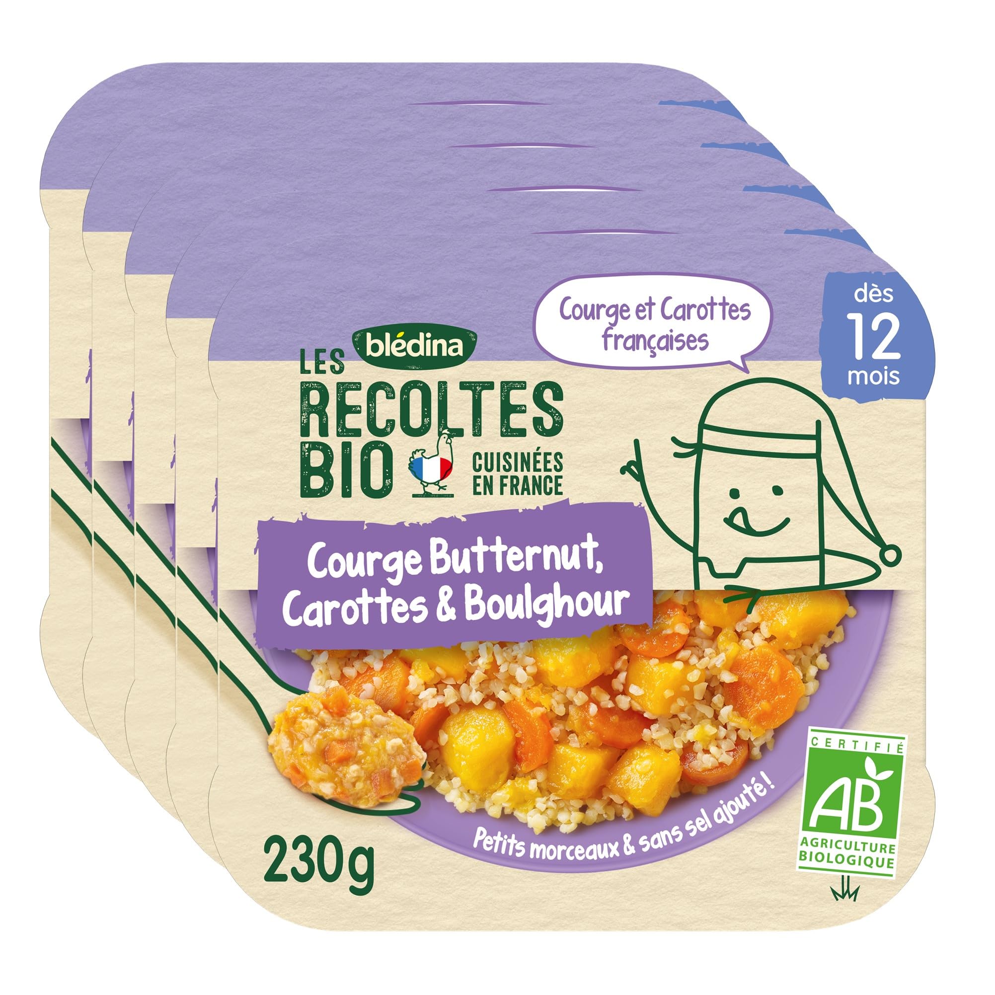 Bledina Les Récoltes Bio Courge Butternut, Carottes et Boulghour