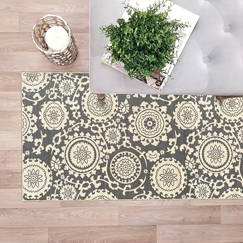 Miniatura 23 de Kapaqua Custom Size Grey Bohemian Kilim Rubber Backed Non-Slip Hallway Stair Runner Rug Carpet 31 inch Wide Choose Your Length 31in X 12ft