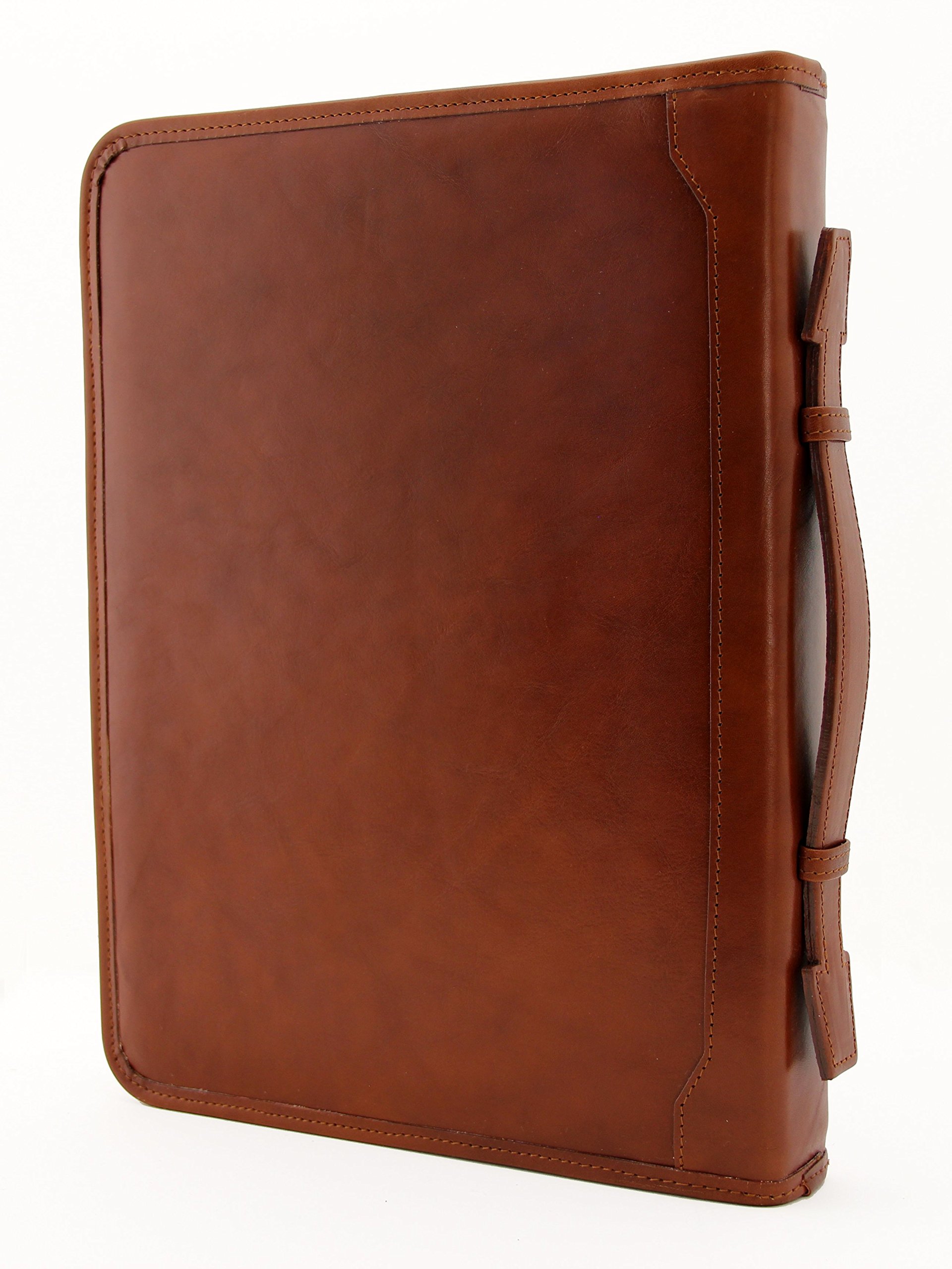 Portafoglio cartelle in pelle, custodia portablocco formato A4, Business, cartella professionale in pelle Cognac