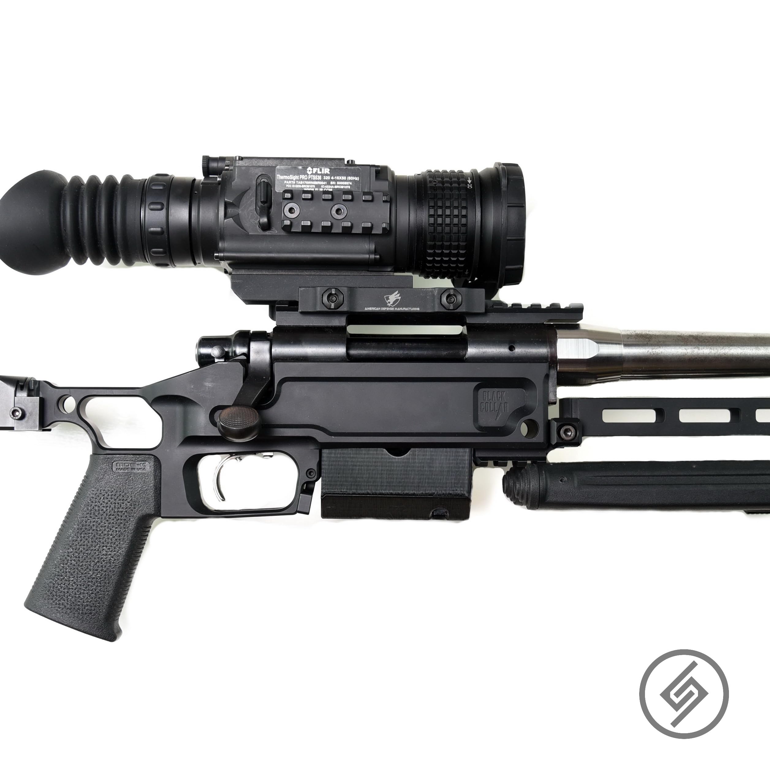 Spartan Mounts for AICS Short Action Rifle | | Wall Firearm Display Storage Organization System | Unique Low Profile Design | Gun Safe Wall Garage | Gun Room Solution (Barrel Points Right)