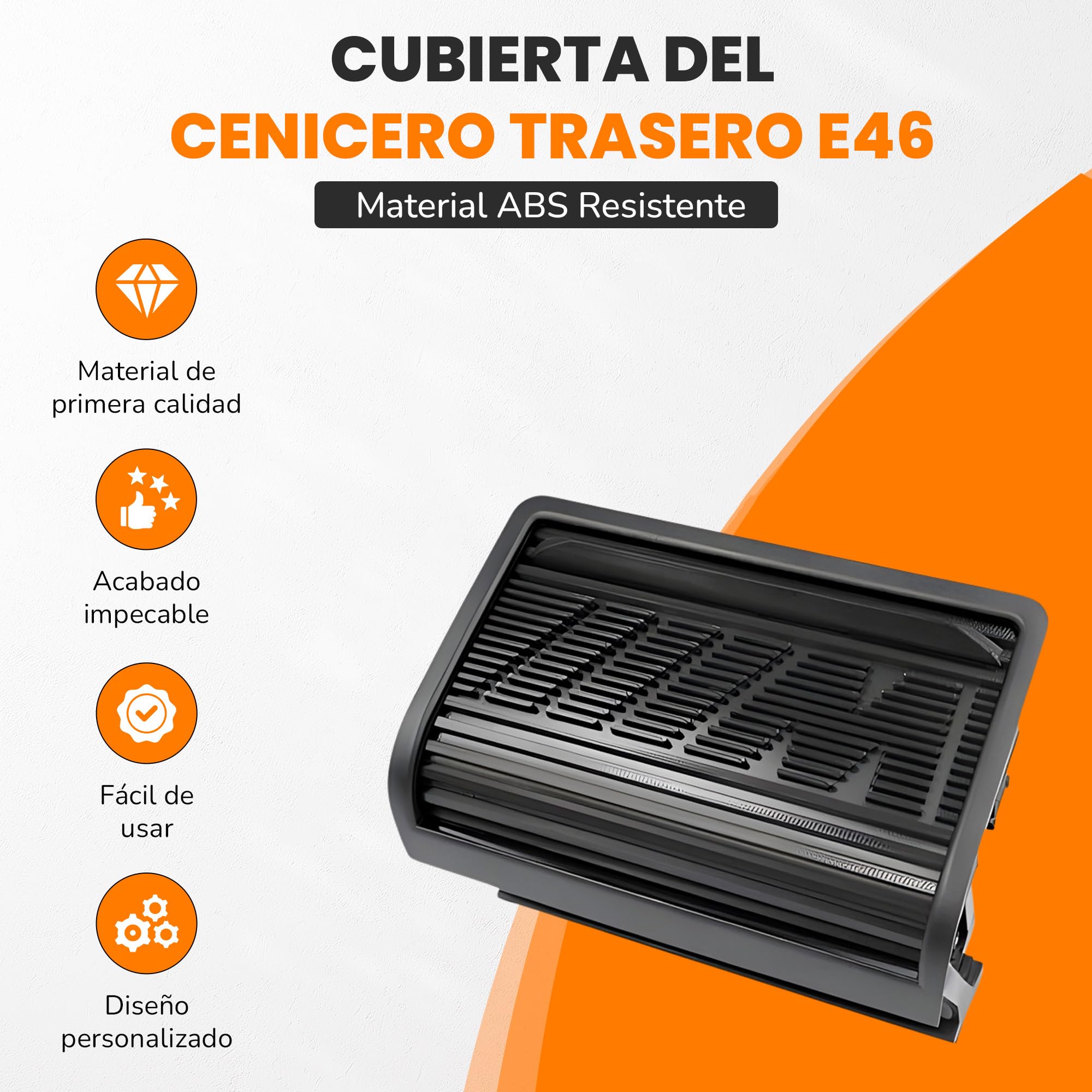 Tapa Para Cenicero Trasero Serie 3 E46 Flexible/Cortinilla Cenicero Serie 3 E46/ Tapa Deslizante Para Consola Trasera/Cubierta de Almacenamiento E46 Flexible ABS M (SOLO TAPADERA INCLUIDA)
