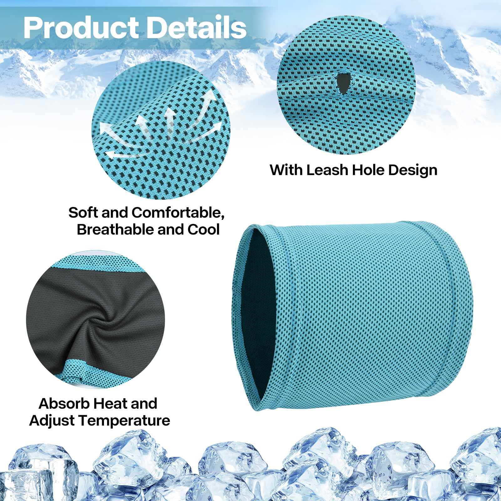 Cooling Dog Collar and Bandana Scarf - Summer Neckerchief Towel for Pets, blue - Image 3