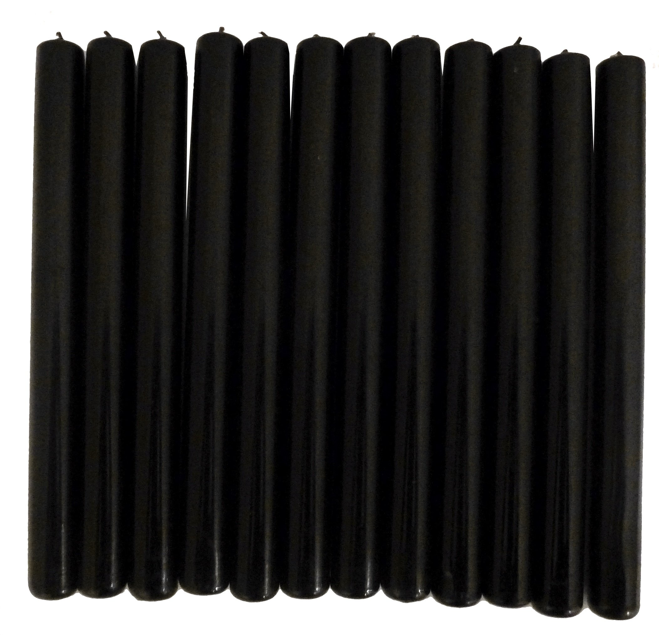 Biedermann & Sons Taper Candles - Made in Germany 10-Inch Dripless Dinner Taper Candle, 12-Count, Black