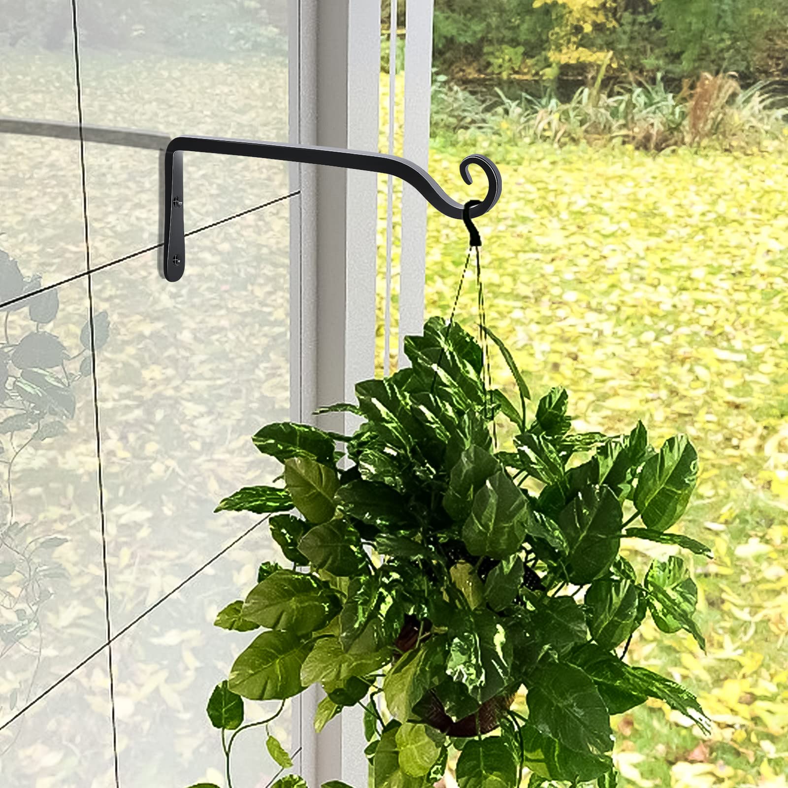 Crochets Muraux Suspension Plantes - Lot De 2 - 25 Cm - Métal Noir - Pour Paniers, Lanternes, Carillons - Intérieur/extérieur
