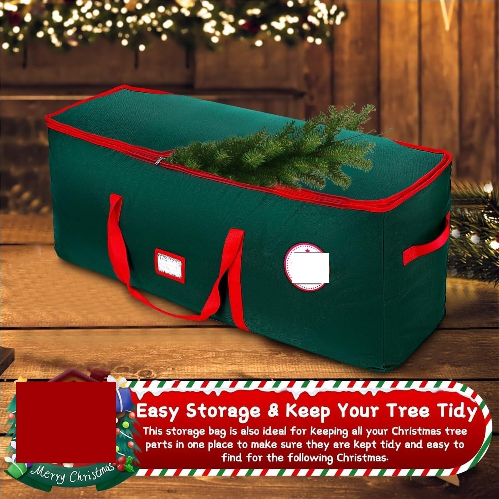Tasche Weihnachtsbaum-Aufbewahrungstasche Mit Griffen, Glattem Doppelreißverschluss Und Etikettenkarte Weihnachtsbaum